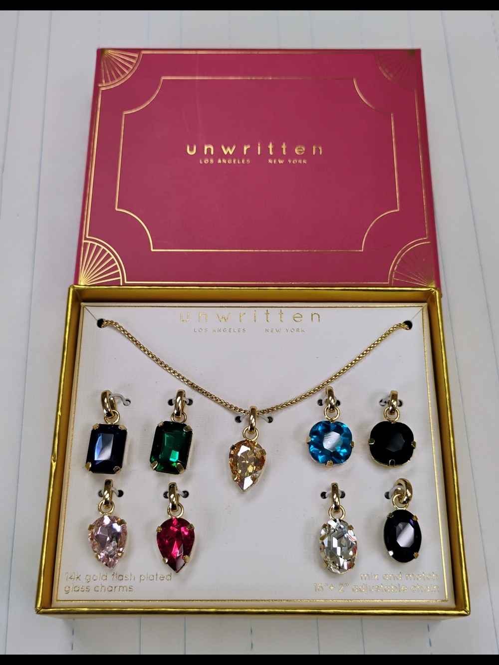 NWT 14K Gold-Plated Necklace w/ Nine Pendants/Charms